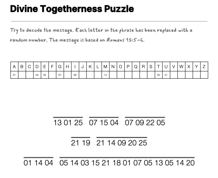 A Spirit of Unity cryptogram